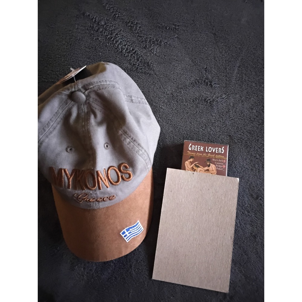 Mykonos Greece Hat (OS) + Greek Lovers Playing Cards (New) Souvenir Bundle
